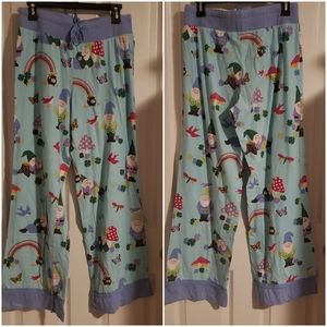 NICK & NORA BLUE LEPRECHAUNS PAJAMA PANTS MEDIUM
